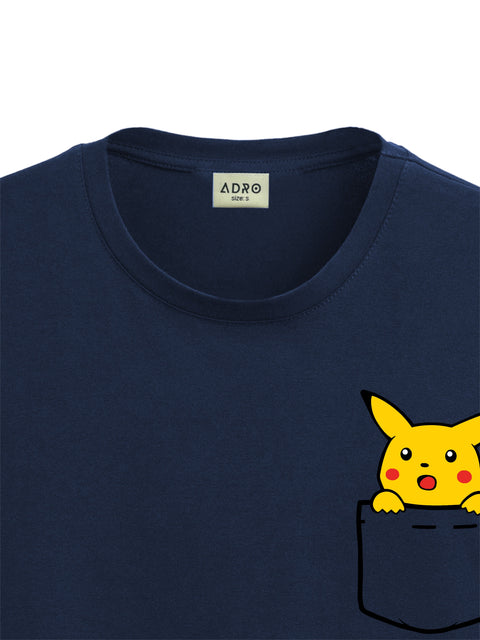 Adro Tshirt for Men | Anime T shirt for men | 100% Cotton Tshirt | Graphic Printed T-shirt | Chest Printed Tshirt | Pikachu Anime Tshirt | T-shirts