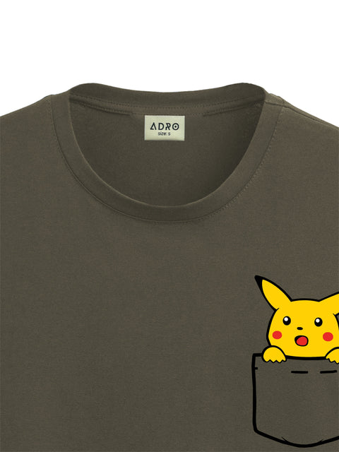 Adro Tshirt for Men | Anime T shirt for men | 100% Cotton Tshirt | Graphic Printed T-shirt | Chest Printed Tshirt | Pikachu Anime Tshirt | T-shirts