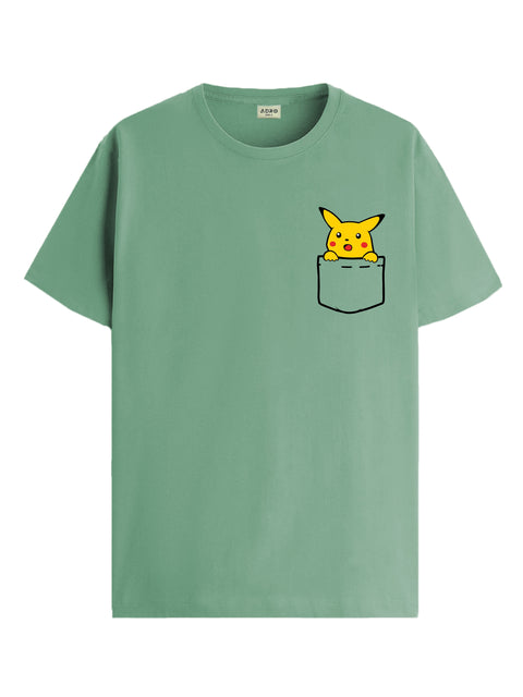 Adro Tshirt for Men | Anime T shirt for men | 100% Cotton Tshirt | Graphic Printed T-shirt | Chest Printed Tshirt | Pikachu Anime Tshirt | T-shirts