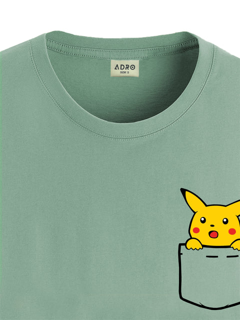 Adro Tshirt for Men | Anime T shirt for men | 100% Cotton Tshirt | Graphic Printed T-shirt | Chest Printed Tshirt | Pikachu Anime Tshirt | T-shirts