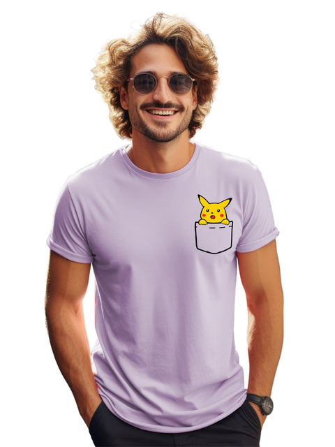 Adro Tshirt for Men | Anime T shirt for men | 100% Cotton Tshirt | Graphic Printed T-shirt | Chest Printed Tshirt | Pikachu Anime Tshirt | T-shirts