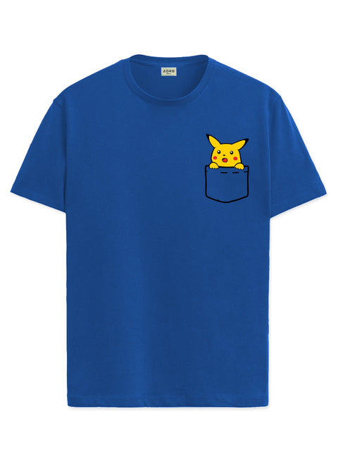 Adro Tshirt for Men | Anime T shirt for men | 100% Cotton Tshirt | Graphic Printed T-shirt | Chest Printed Tshirt | Pikachu Anime Tshirt | T-shirts