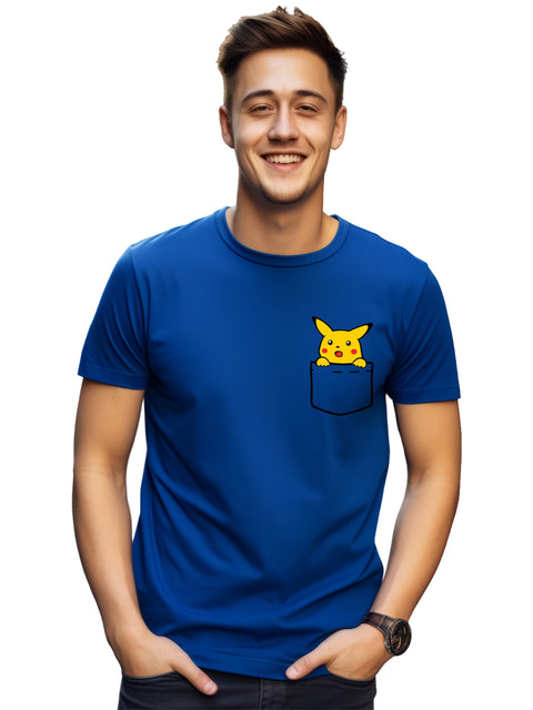 Adro Tshirt for Men | Anime T shirt for men | 100% Cotton Tshirt | Graphic Printed T-shirt | Chest Printed Tshirt | Pikachu Anime Tshirt | T-shirts