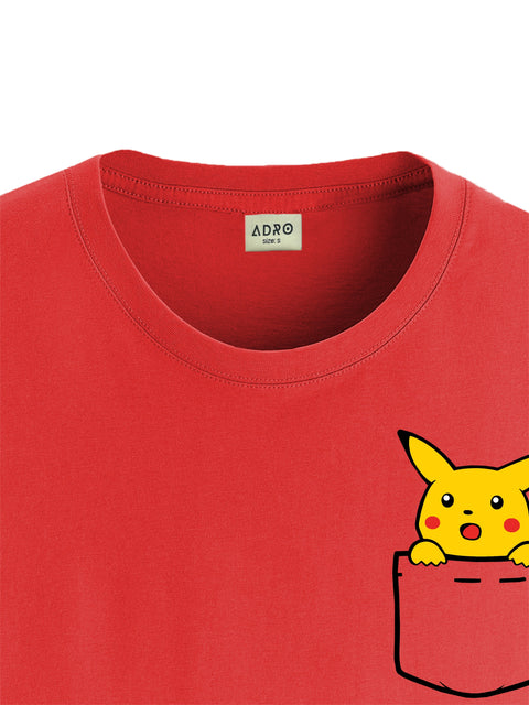 Adro Tshirt for Men | Anime T shirt for men | 100% Cotton Tshirt | Graphic Printed T-shirt | Chest Printed Tshirt | Pikachu Anime Tshirt | T-shirts