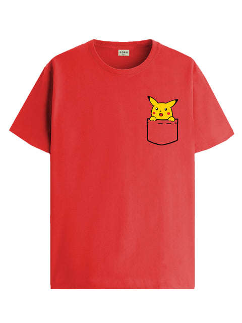 Adro Tshirt for Men | Anime T shirt for men | 100% Cotton Tshirt | Graphic Printed T-shirt | Chest Printed Tshirt | Pikachu Anime Tshirt | T-shirts