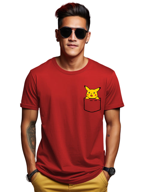 Adro Tshirt for Men | Anime T shirt for men | 100% Cotton Tshirt | Graphic Printed T-shirt | Chest Printed Tshirt | Pikachu Anime Tshirt | T-shirts