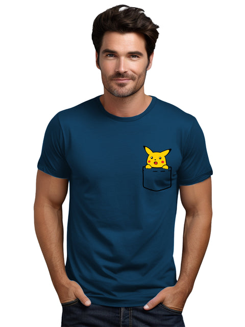 Adro Tshirt for Men | Anime T shirt for men | 100% Cotton Tshirt | Graphic Printed T-shirt | Chest Printed Tshirt | Pikachu Anime Tshirt | T-shirts