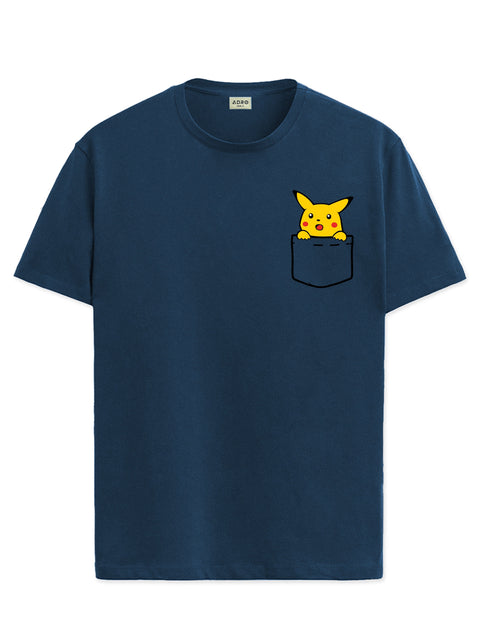 Adro Tshirt for Men | Anime T shirt for men | 100% Cotton Tshirt | Graphic Printed T-shirt | Chest Printed Tshirt | Pikachu Anime Tshirt | T-shirts