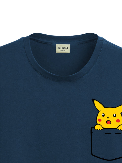 Adro Tshirt for Men | Anime T shirt for men | 100% Cotton Tshirt | Graphic Printed T-shirt | Chest Printed Tshirt | Pikachu Anime Tshirt | T-shirts