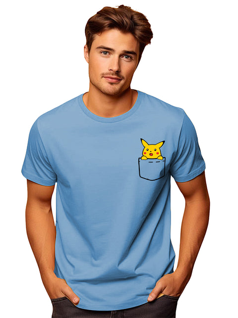 Adro Tshirt for Men | Anime T shirt for men | 100% Cotton Tshirt | Graphic Printed T-shirt | Chest Printed Tshirt | Pikachu Anime Tshirt | T-shirts