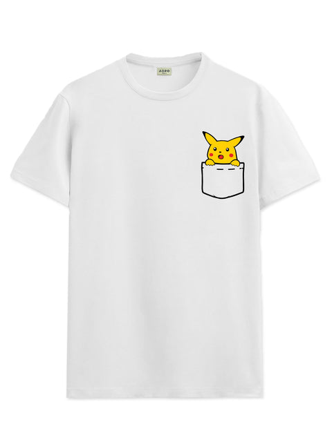 Adro Tshirt for Men | Anime T shirt for men | 100% Cotton Tshirt | Graphic Printed T-shirt | Chest Printed Tshirt | Pikachu Anime Tshirt | T-shirts