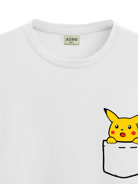 Adro Tshirt for Men | Anime T shirt for men | 100% Cotton Tshirt | Graphic Printed T-shirt | Chest Printed Tshirt | Pikachu Anime Tshirt | T-shirts