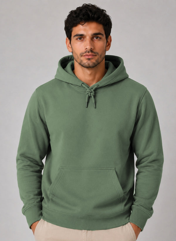 ADRO Hoodie for men | 300 GSM Cotton Fleece Warm & Soft Fabric | Mens Hoodies | Casual Sweatshirt for Winter, Travel & Collage | Regular Fit Hooded Pullover | Sage Pista