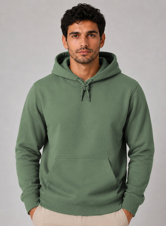 ADRO Hoodie for men | 300 GSM Cotton Fleece Warm & Soft Fabric | Mens Hoodies | Casual Sweatshirt for Winter, Travel & Collage | Regular Fit Hooded Pullover | Sage Pista