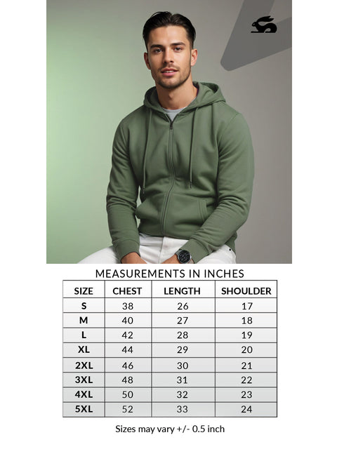 Adro Men’s Regular Fit Zip-Up Hoodie for man | 320 GSM Cotton Poly Fleece Zipper Sweatshirt with Soft Fabric & Printed Hoodies
