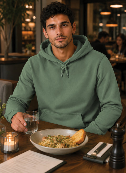 ADRO Hoodie for men | 300 GSM Cotton Fleece Warm & Soft Fabric | Mens Hoodies | Casual Sweatshirt for Winter, Travel & Collage | Regular Fit Hooded Pullover | Sage Pista