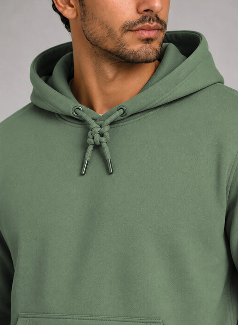 ADRO Hoodie for men | 300 GSM Cotton Fleece Warm & Soft Fabric | Mens Hoodies | Casual Sweatshirt for Winter, Travel & Collage | Regular Fit Hooded Pullover | Sage Pista