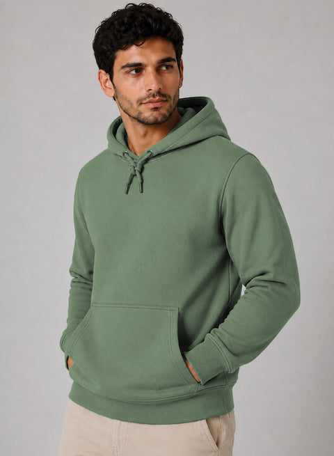 ADRO Hoodie for men | 300 GSM Cotton Fleece Warm & Soft Fabric | Mens Hoodies | Casual Sweatshirt for Winter, Travel & Collage | Regular Fit Hooded Pullover | Sage Pista
