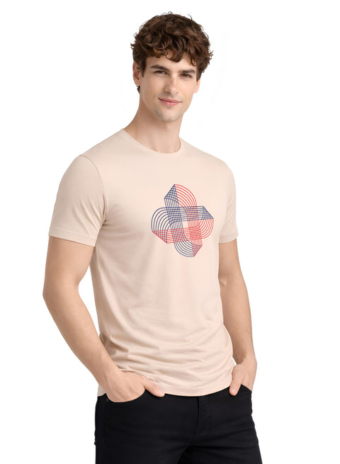 ADRO Printed T-Shirt for Men | Cross Matrix Cotton Printed Tshirt | Regular Fit Casual T-Shirts | Summer Tshirts