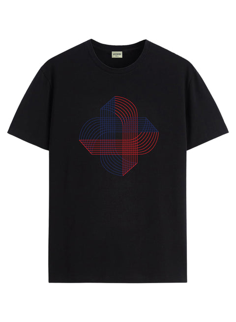 ADRO Printed T-Shirt for Men | Cross Matrix Cotton Printed Tshirt | Regular Fit Casual T-Shirts | Summer Tshirts