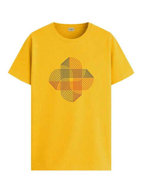 ADRO Printed T-Shirt for Men | Cross Matrix Cotton Printed Tshirt | Regular Fit Casual T-Shirts | Summer Tshirts