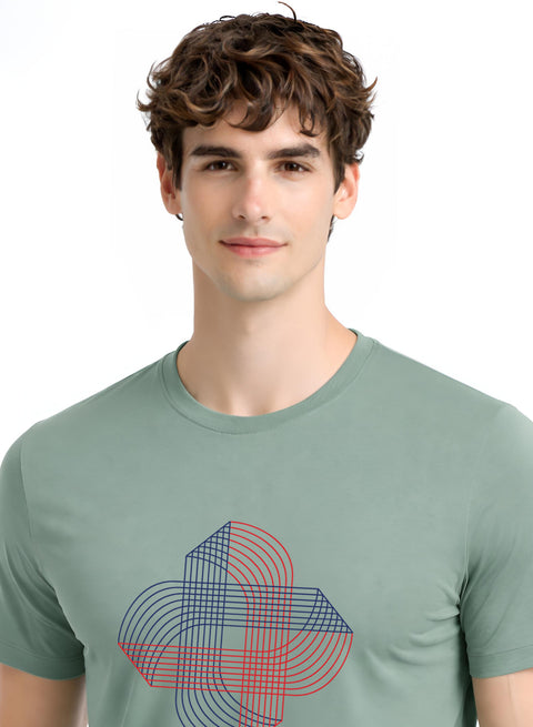 ADRO Printed T-Shirt for Men | Cross Matrix Cotton Printed Tshirt | Regular Fit Casual T-Shirts | Summer Tshirts