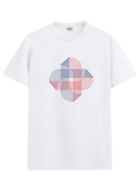 ADRO Printed T-Shirt for Men | Cross Matrix Cotton Printed Tshirt | Regular Fit Casual T-Shirts | Summer Tshirts