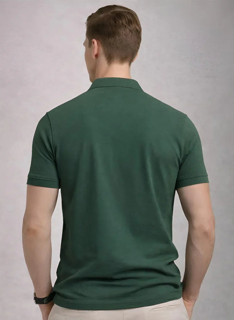 Adro Green Polo Tshirt for Men | 100% Cotton Polo T shirt | Regular Fit Half Sleeve Mens Polo Neck T-Shirt