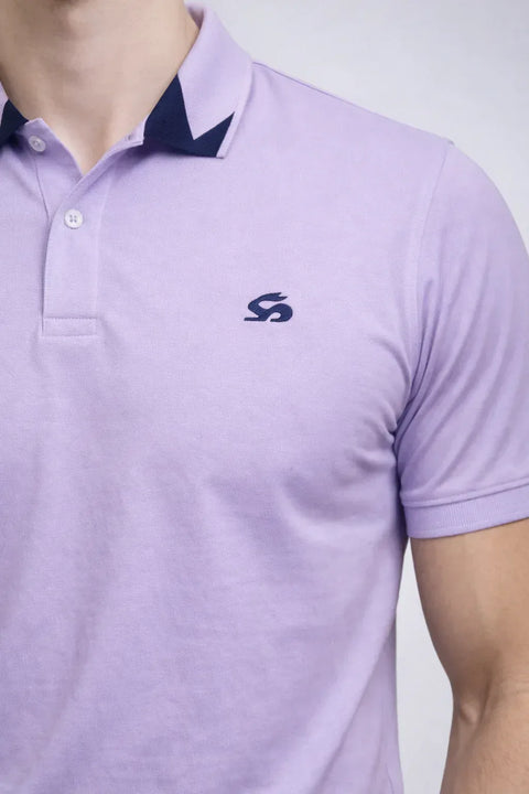 Adro Lavender Polo Tshirt for Men | 100% Cotton Polo T shirt | Regular Fit Half Sleeve Mens Polo Neck T-Shirt