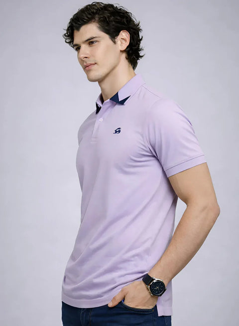 Adro Lavender Polo Tshirt for Men | 100% Cotton Polo T shirt | Regular Fit Half Sleeve Mens Polo Neck T-Shirt