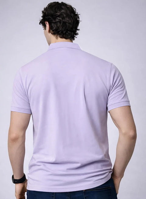 Adro Lavender Polo Tshirt for Men | 100% Cotton Polo T shirt | Regular Fit Half Sleeve Mens Polo Neck T-Shirt