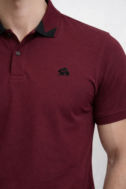Adro Maroon Polo Tshirt for Men | 100% Cotton Polo T shirt | Regular Fit Half Sleeve Mens Polo Neck T-Shirt