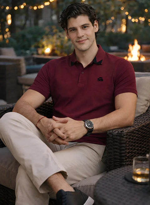 Adro Maroon Polo Tshirt for Men | 100% Cotton Polo T shirt | Regular Fit Half Sleeve Mens Polo Neck T-Shirt