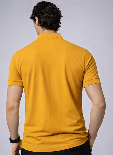 Adro Mustard Polo Tshirt for Men | 100% Cotton Polo T shirt | Regular Fit Half Sleeve Mens Polo Neck T-Shirt