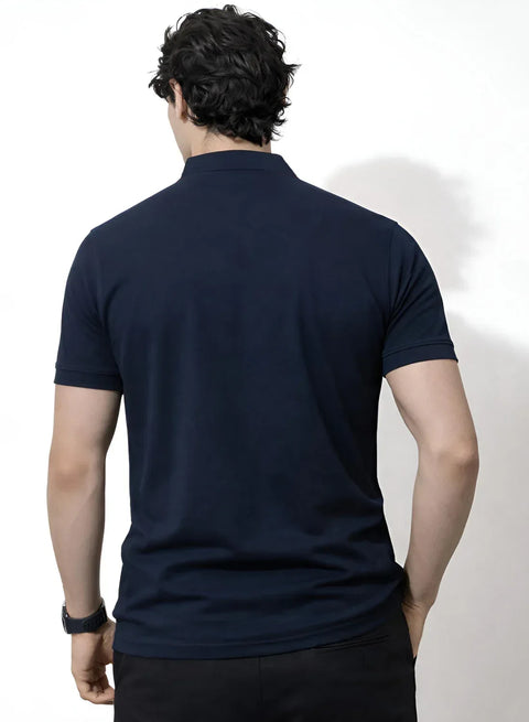 Adro Navy Polo Tshirt for Men | 100% Cotton Polo T shirt | Regular Fit Half Sleeve Mens Polo Neck T-Shirt