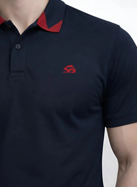 Adro Navy Polo Tshirt for Men | 100% Cotton Polo T shirt | Regular Fit Half Sleeve Mens Polo Neck T-Shirt