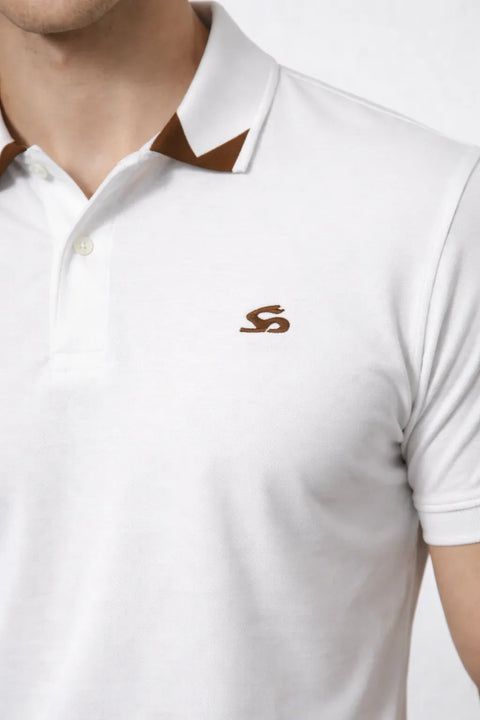 Adro Off White Polo Tshirt for Men | 100% Cotton Polo T shirt | Regular Fit Half Sleeve Mens Polo Neck T-Shirt