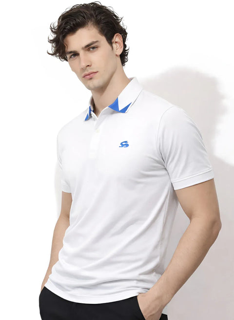 Adro White Polo Tshirt for Men | 100% Cotton Polo T shirt | Regular Fit Half Sleeve Mens Polo Neck T-Shirt