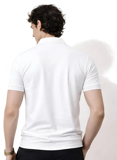 Adro White Polo Tshirt for Men | 100% Cotton Polo T shirt | Regular Fit Half Sleeve Mens Polo Neck T-Shirt