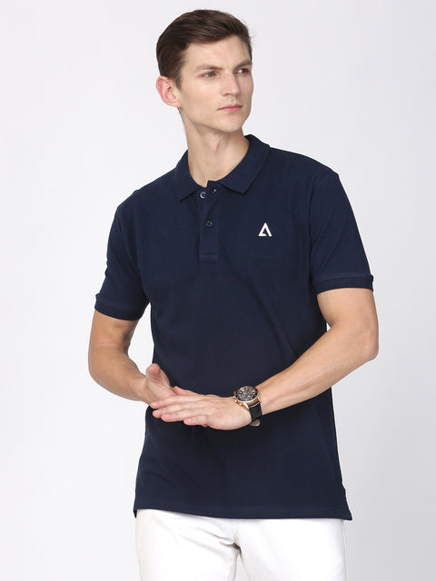 Buy Navy Blue Men's Premium Cotton Polo T-Shirt - ADRO Navy Blue / XL