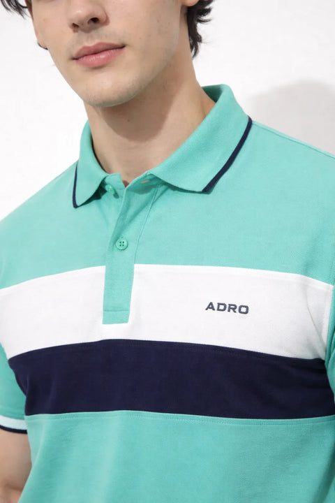 Adro Multicolour Polo T Shirt | 100% Cotton Mens Polo Tshirt | Regular Fit Half Sleeve Cut & Sew Polo T-shirt for men