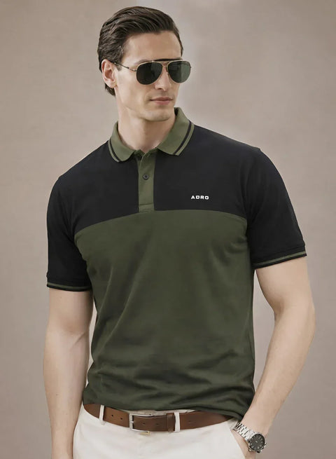 Adro Multicolour Polo T Shirt | 100% Cotton Mens Polo Tshirt | Regular Fit Half Sleeve Cut & Sew Polo T-shirt for men