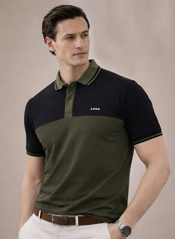 Adro Multicolour Polo T Shirt  |  100% Cotton Mens Polo Tshirt  |  Regular Fit Half Sleeve Cut & Sew Polo T-shirt for men
