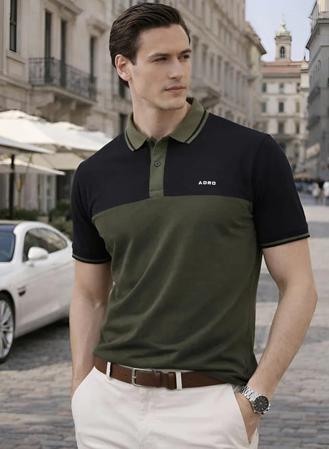 Adro Multicolour Polo T Shirt | 100% Cotton Mens Polo Tshirt | Regular Fit Half Sleeve Cut & Sew Polo T-shirt for men