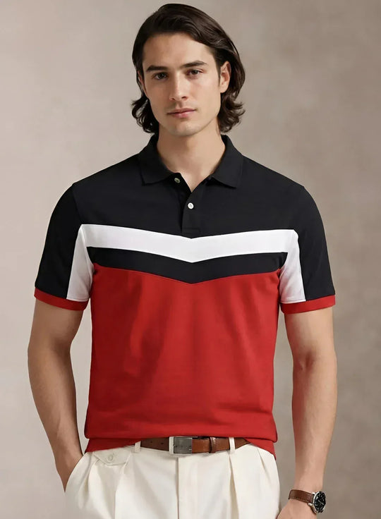 Adro Multicolour Polo T Shirt  |  100% Cotton Mens Polo Tshirt  |  Regular Fit Half Sleeve Cut & Sew Polo T-shirt for men