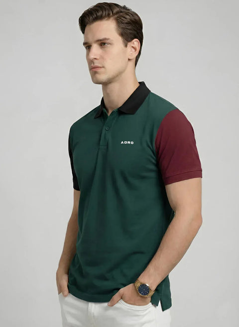 Adro Multicolour Polo T Shirt | 100% Cotton Mens Polo Tshirt | Regular Fit Half Sleeve Cut & Sew Polo T-shirt for men