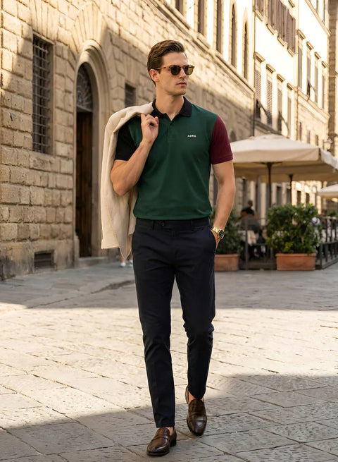 Adro Multicolour Polo T Shirt | 100% Cotton Mens Polo Tshirt | Regular Fit Half Sleeve Cut & Sew Polo T-shirt for men