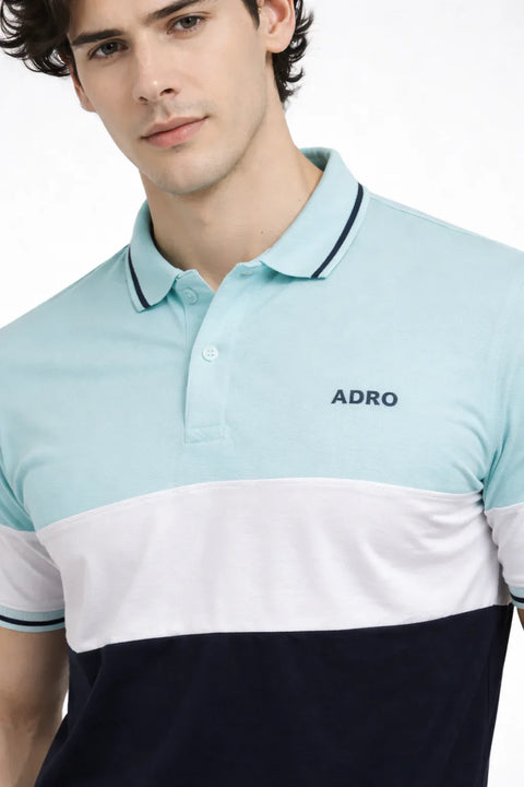 Adro Multicolour Polo T Shirt | 100% Cotton Mens Polo Tshirt | Regular Fit Half Sleeve Cut & Sew Polo T-shirt for men