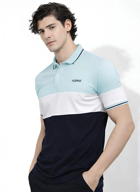 Adro Multicolour Polo T Shirt | 100% Cotton Mens Polo Tshirt | Regular Fit Half Sleeve Cut & Sew Polo T-shirt for men