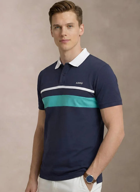 Adro Multicolour Polo T Shirt | 100% Cotton Mens Polo Tshirt | Regular Fit Half Sleeve Cut & Sew Polo T-shirt for men